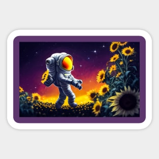 Astronaut sunflower garden Sticker